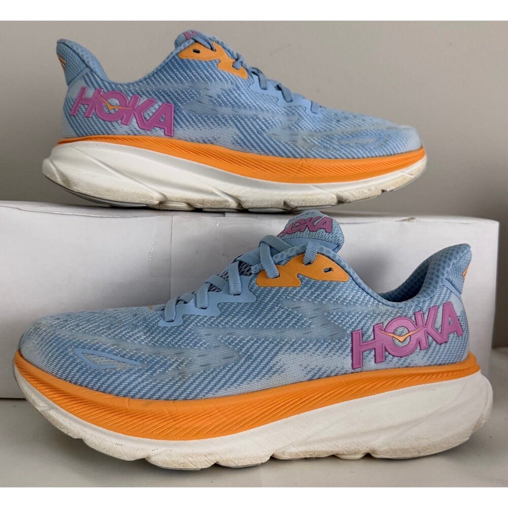 Hoka Women's Running Shoes Blue Orange Athletic Sneakers Size 9B